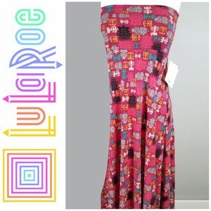 Skirt - Silky-feel Print Floral Pink Teal, Yellow - NEW